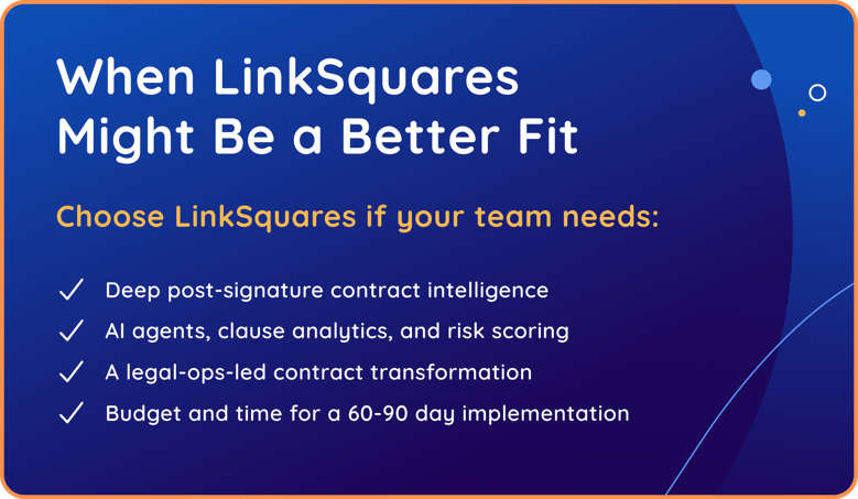 When is LinkSquares a better fit over ContractSafe checklist