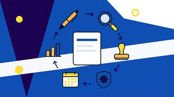 Six stages of contract lifecycle management illustration
