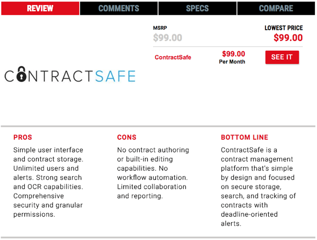 PC Magazine named ContractSafe the best CMS for companies who need smart and secure contract management.