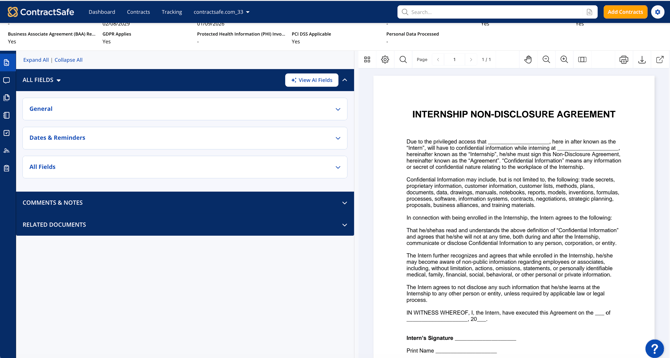 Contract & Info Workspace