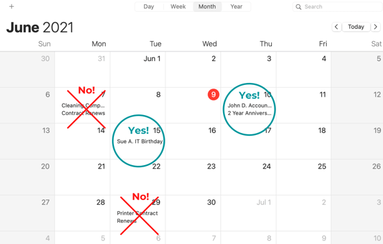 Contract Managmenet Calendar Example