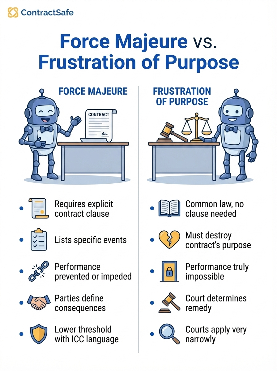 Force Majeure vs. Frustration of Purpose