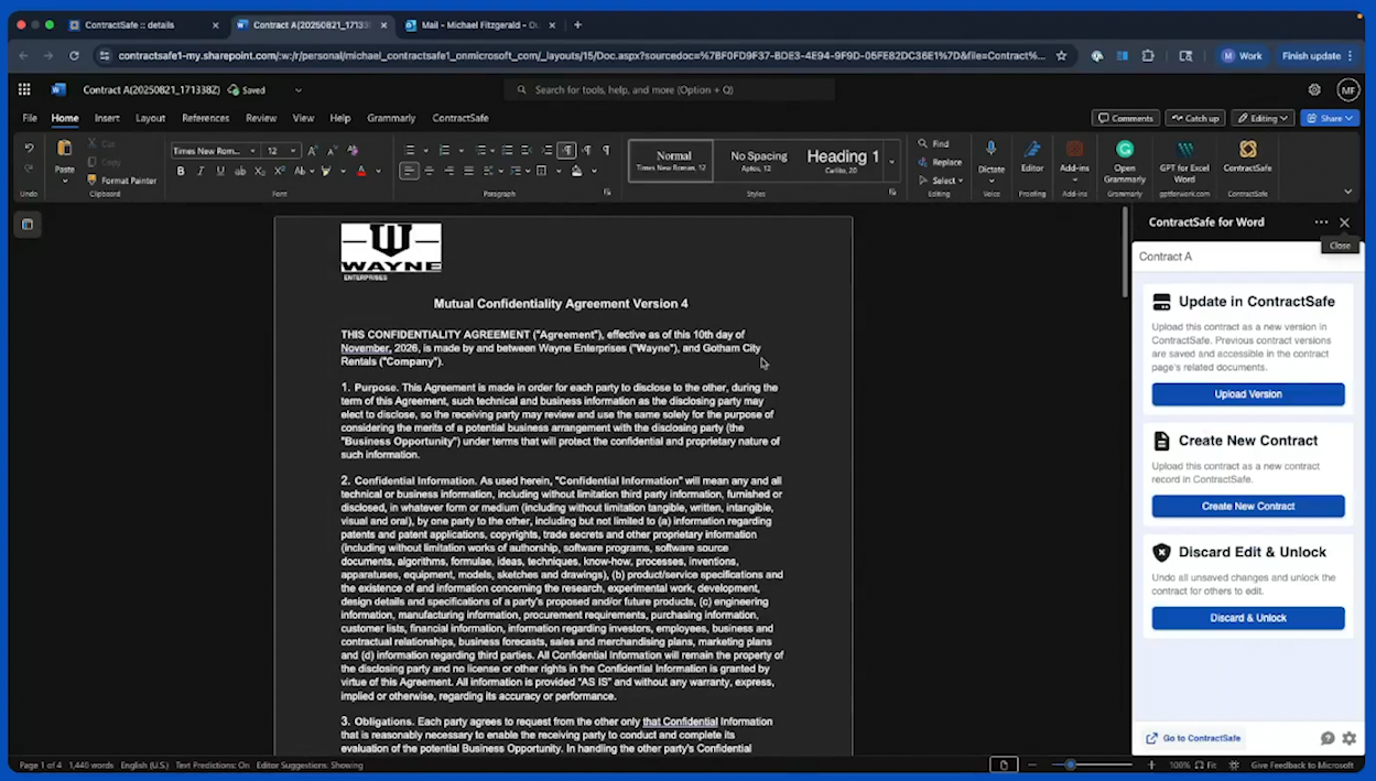 Word Editor_ContractSafe sidebar-save-upload-discard