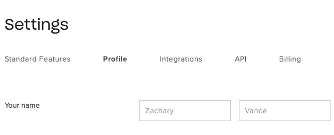 DropBox Settings edit profile