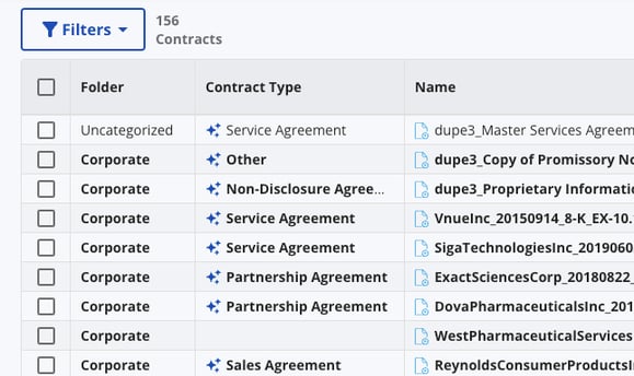 Contract list pending Ai results