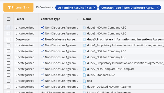 Filtered Pending AI results