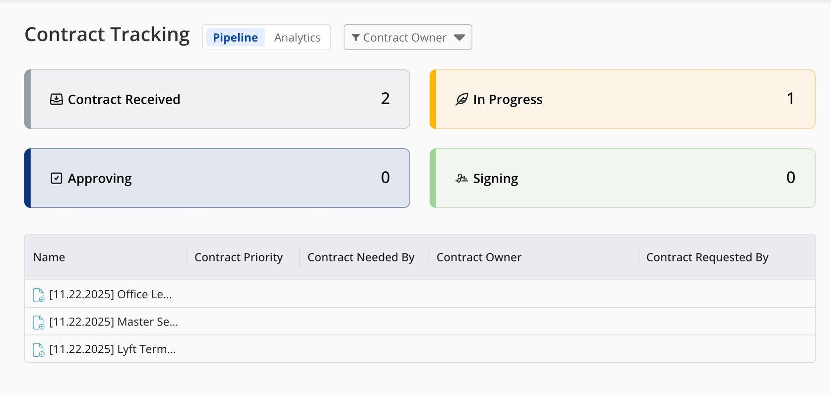 Getting started with Contract Lifecycle Tracking