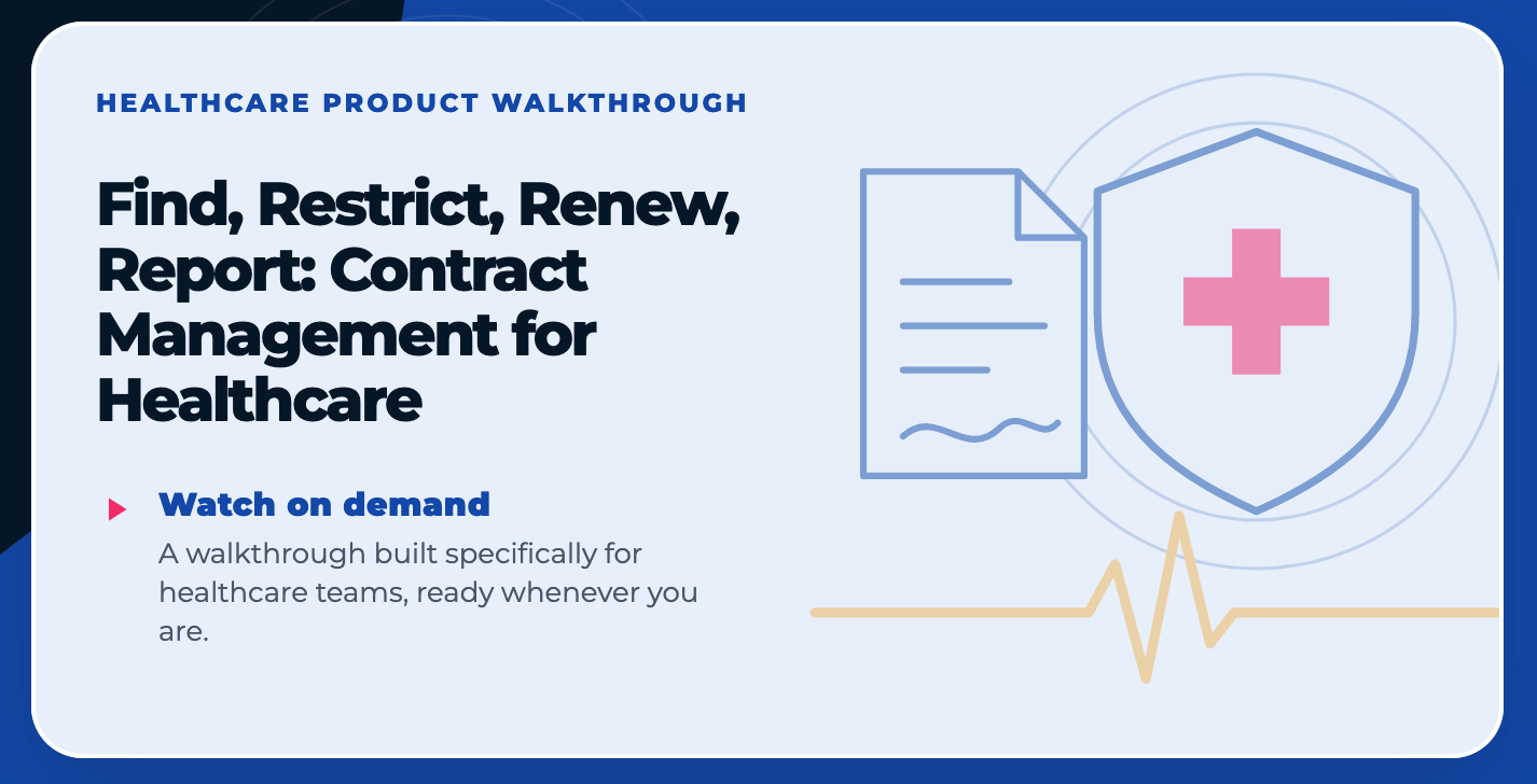ContractSafe healthcare product walkthrough on-demand webinar