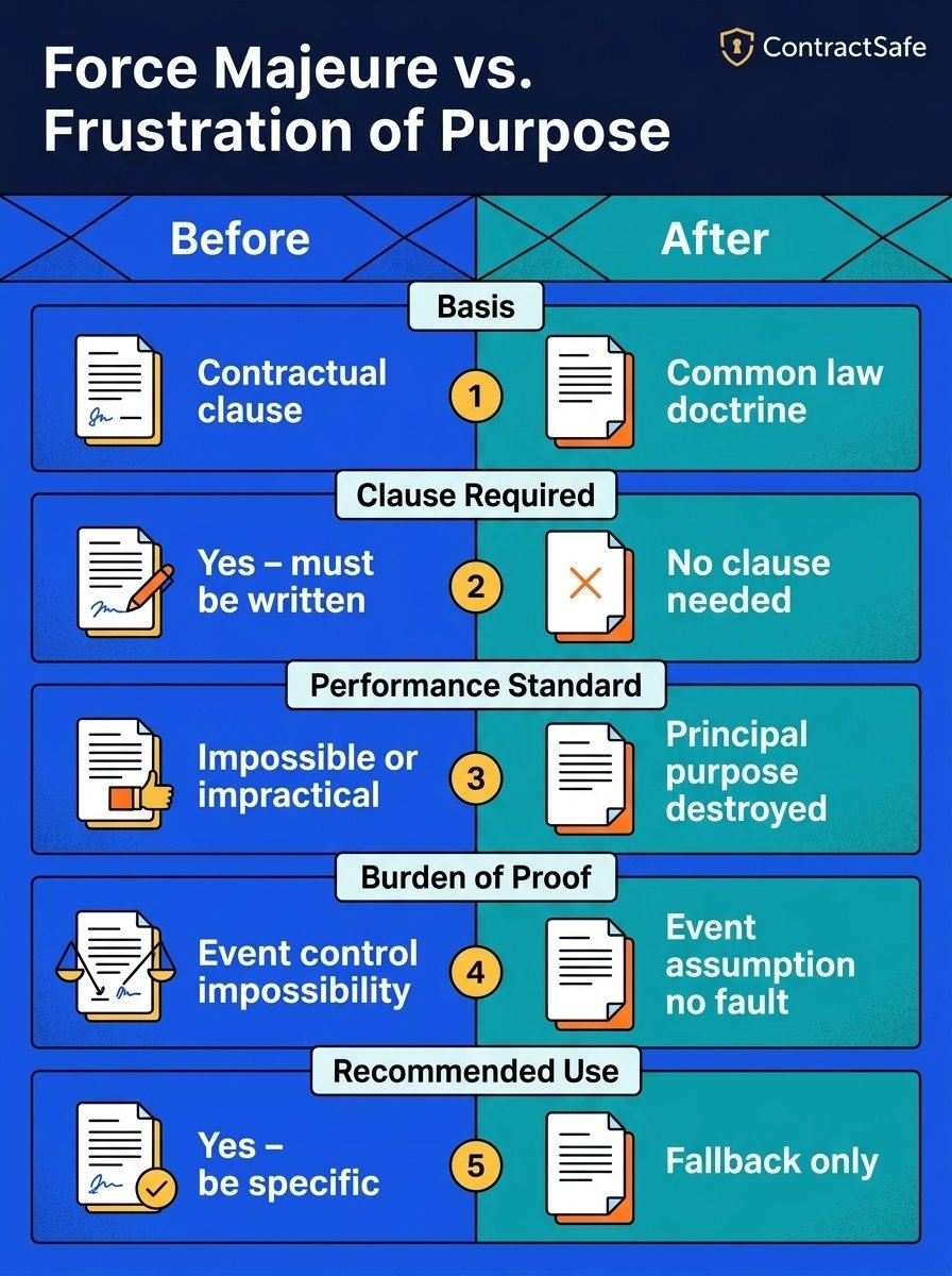 Force Majeure vs. Frustration of Purpose