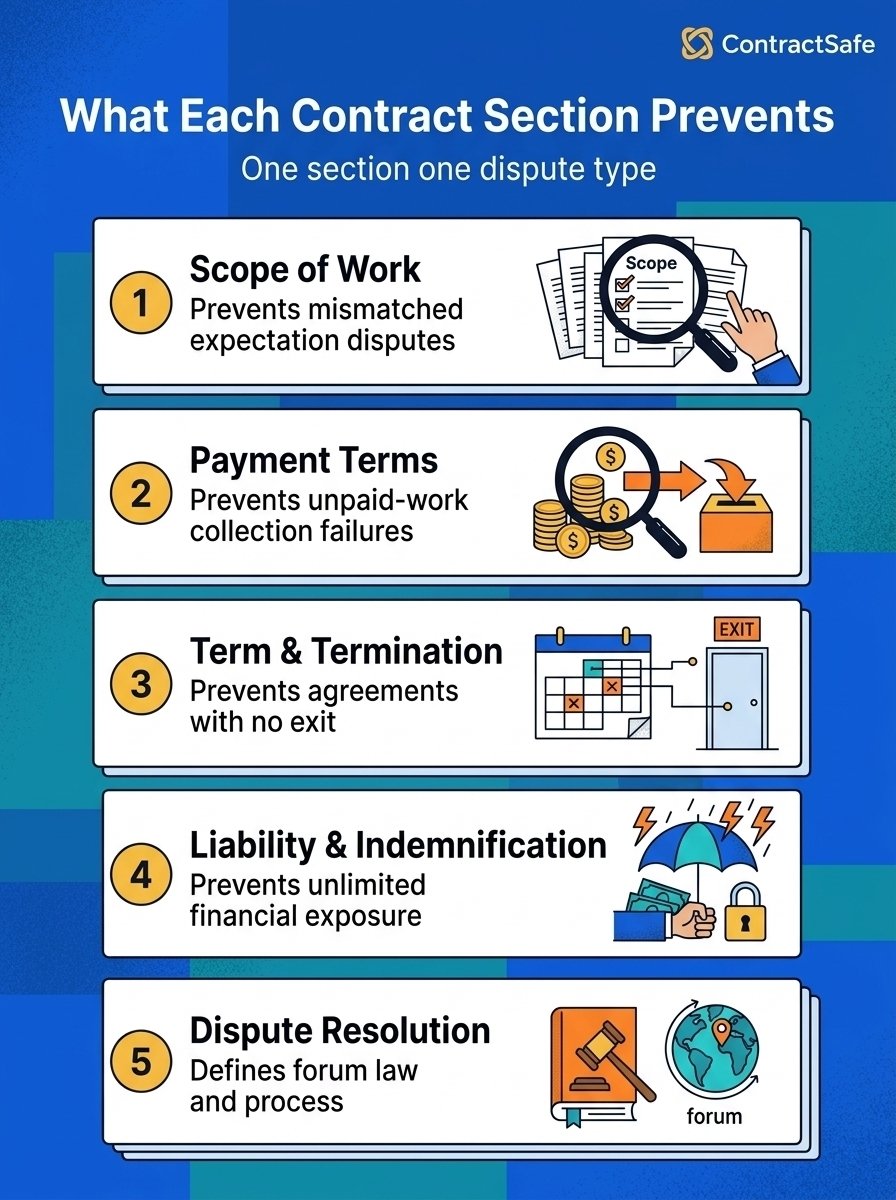 What Each Contract Section Prevents