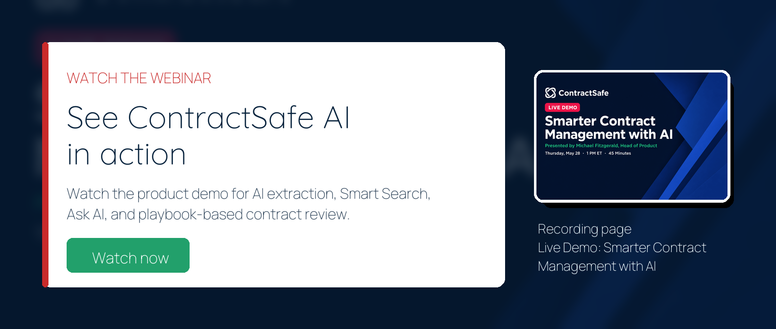 Watch the ContractSafe AI webinar recording
