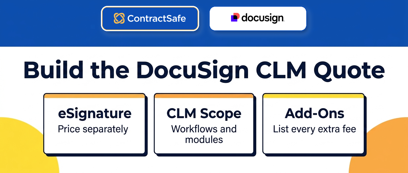 Build the DocuSign CLM Quote infographic for DocuSign CLM Pricing and What the Quote Does Not Tell You