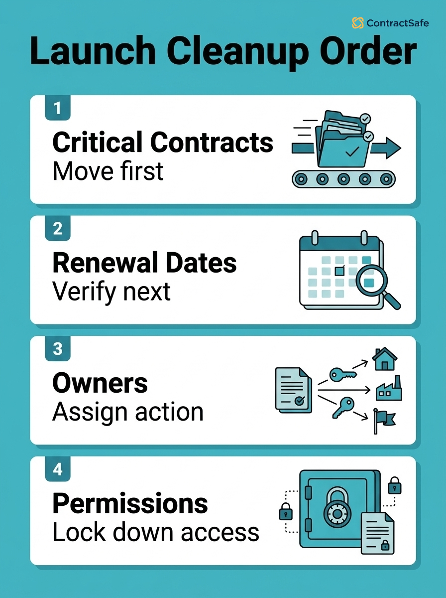 Launch cleanup order for a centralized contract repository