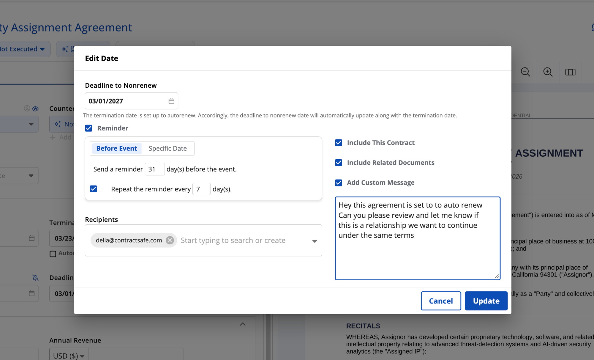 date-reminders-setup-screen
