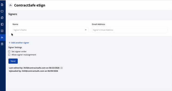 eSign Workspace Navigation