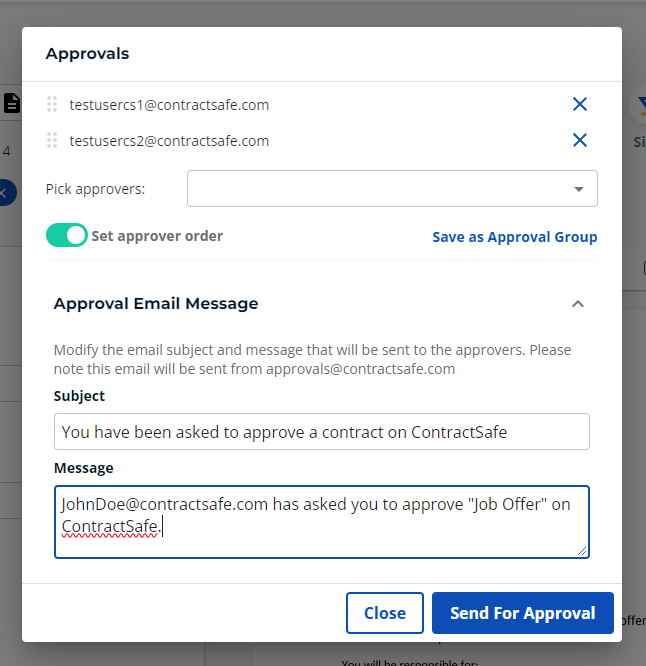 Send Contract for Approval