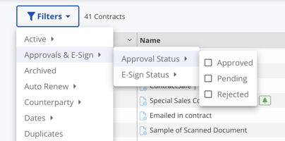 Approval filters and reporting