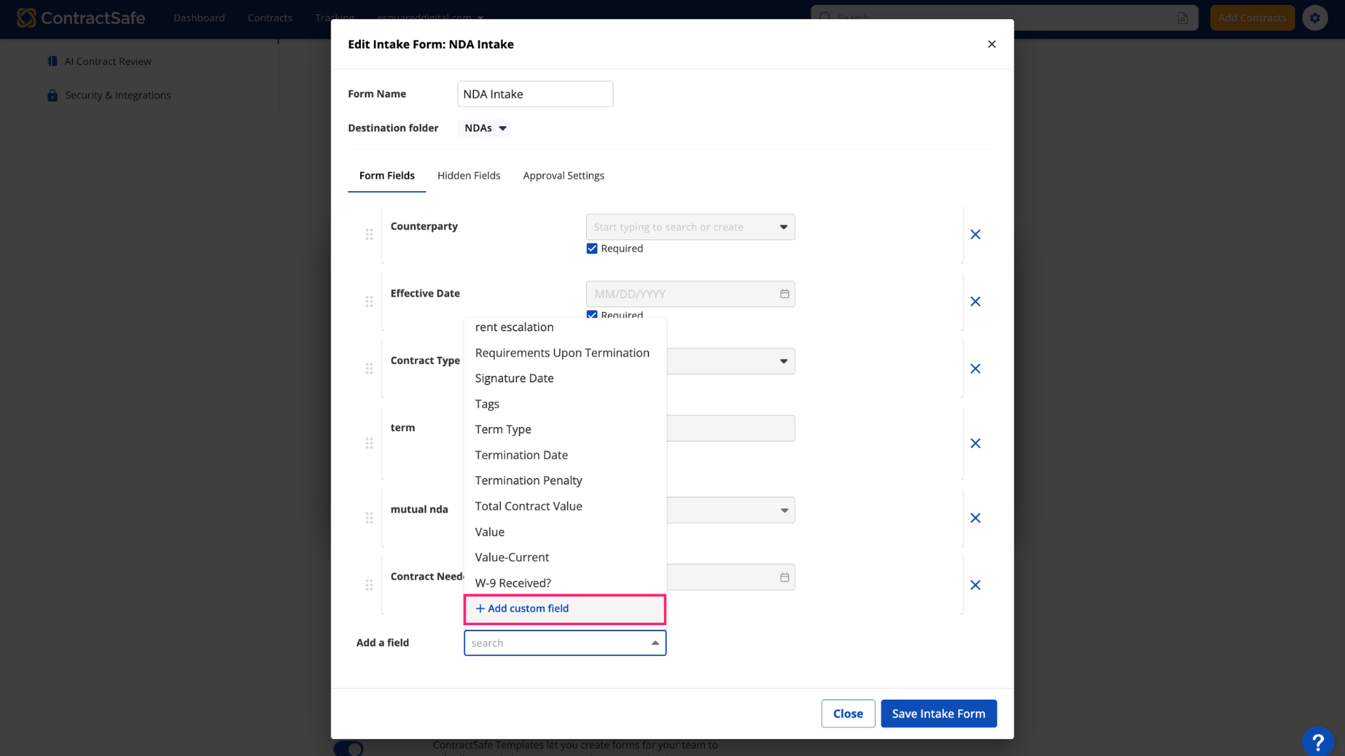 intake-form-custom-field