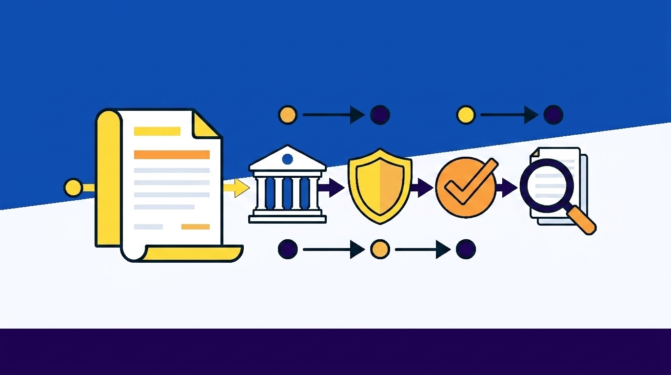 Financial services contract compliance and audit trail illustration