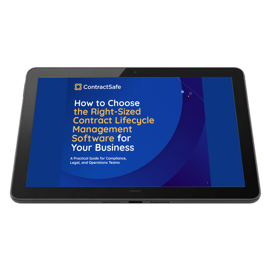 How to Choose the Right-Sized Contract Lifecycle Management Software for Your Business eBook cover