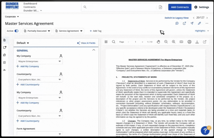 ContractSafe Chat Interface showing AI-powered contract review
