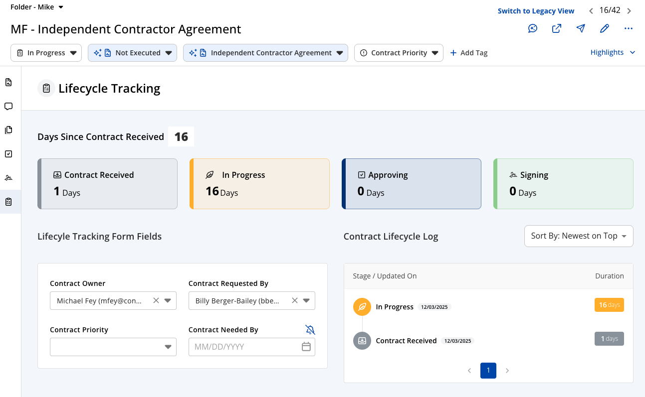 contract lifecycle tracking workspace