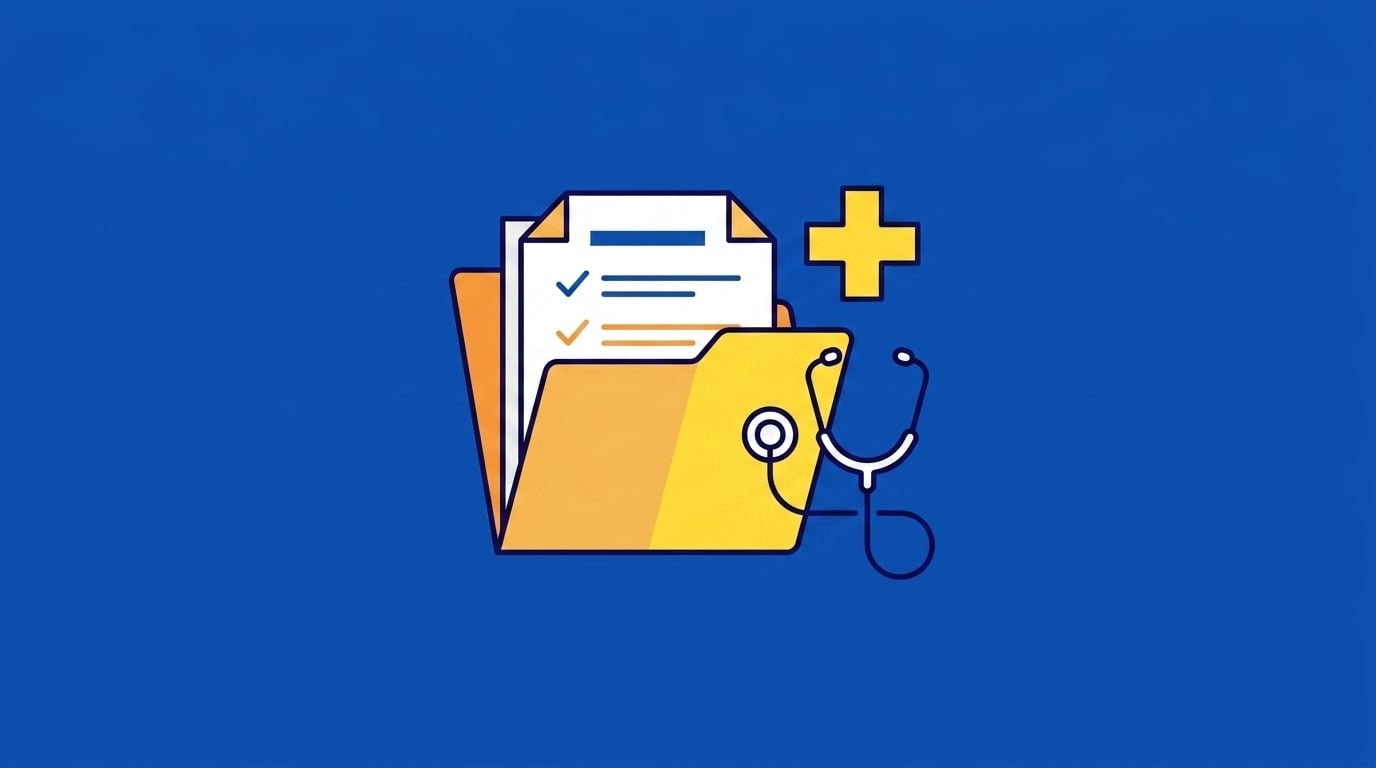Healthcare contract folder with a stethoscope and medical cross