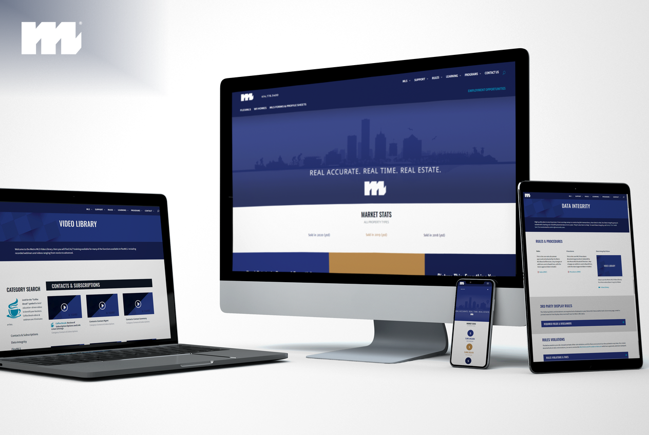 Metro MLS website across devices with Metro MLS logo
