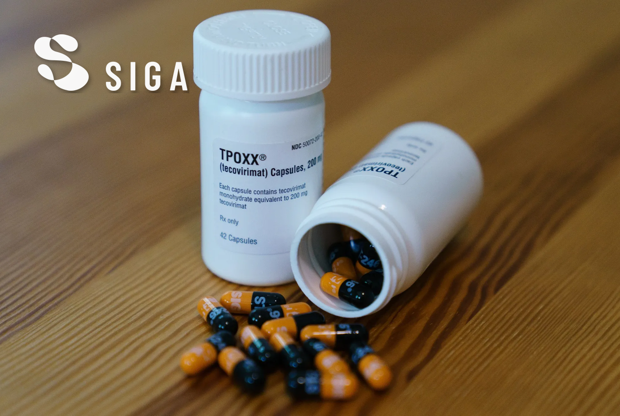 SIGA TPOXX bottles and capsules with SIGA logo